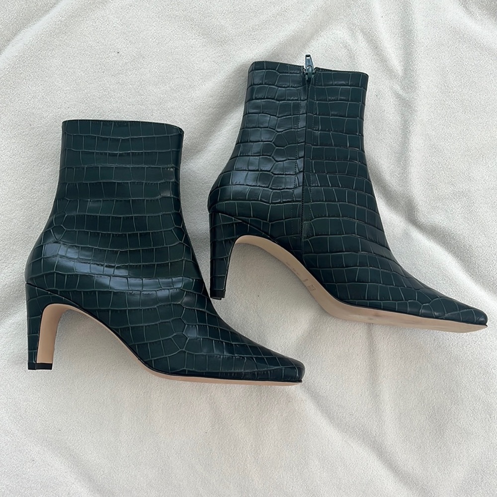 Staud Croc Leather Ankle Boots - Picture 4 of 5